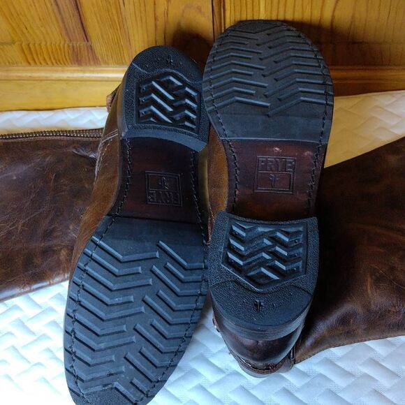 Frye Tall Veronica Boots Back Zipper Leather Engineer Classic Size11 - Picture 11 of 14